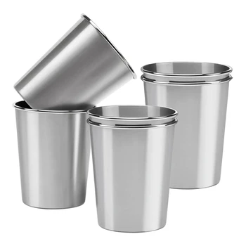 

10Pack Stainless Steel Metal Pint Cups Shatterproof Drinking Glasses for Kids or Adults (8 Oz/230 Ml, 12 Oz/350 Ml)