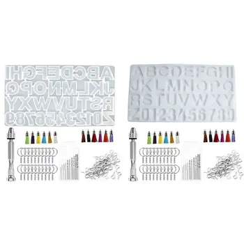 

1 Set Alphabet Keychain Mold, Resin Alphabet Molds Silicone Keychain Molds Resin Letters with Keychain Tassels and Pin Vise Set