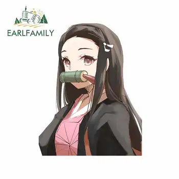 

EARLFAMILY 13cm x 10.4cm for Demon Slayer Nezuko Bauty Car Stickers Vinyl Personality Decals Scratch-Proof JDM Car Wrap