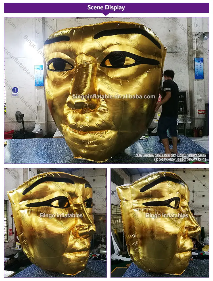 BARGAIN PRICE 2.5mh inflatable Tutankhamun mask aerated characteristic decorating golden face mask balloon