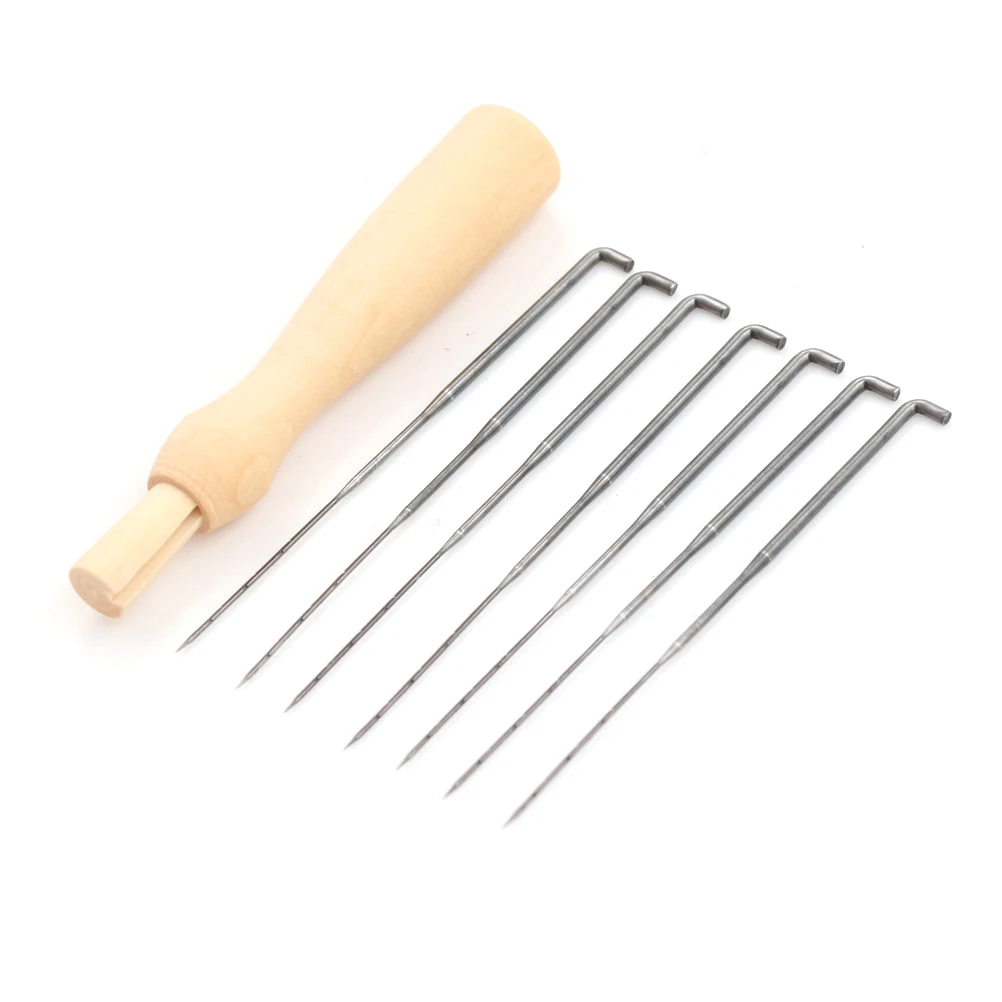 New 8Pcs/set Useful Needle Felting Handle Holder With 7 Needles Wool Embroidery Hobby DIY Craft Kit Wholesale