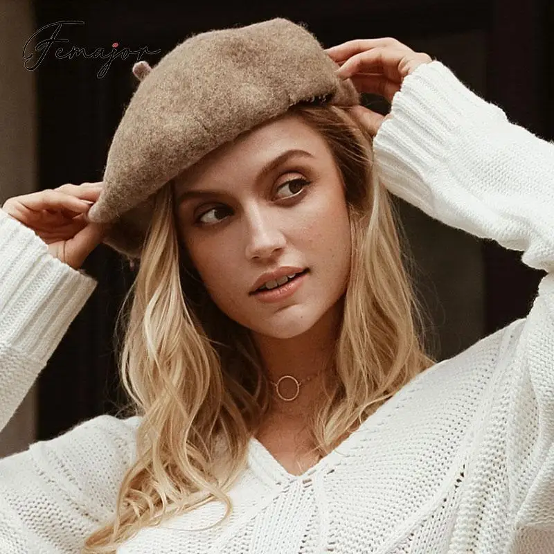 

Femajor Autumn Winter Women Fashion Berets Cap Female 2019 Casual Vintage Solid Color Berets Hat Girl Chic Accessories 5 Colors