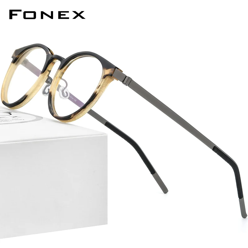 FONEX-gafas graduadas hombre y mujer, lentes de con montura de cuerno de búfalo, Retro, Vintage, F98637, 2022 _ AliExpress Mobile