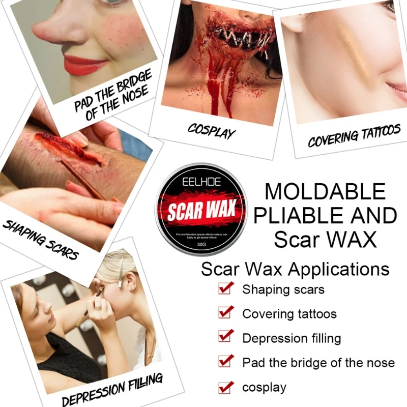 Scar Wax SFX Makeup Kit - Halloween Makeup Kit Fake Blood Makeup Special  Effects Makeup Kit Skin Wax FX Makeup for Halloween Party Stage Festival 