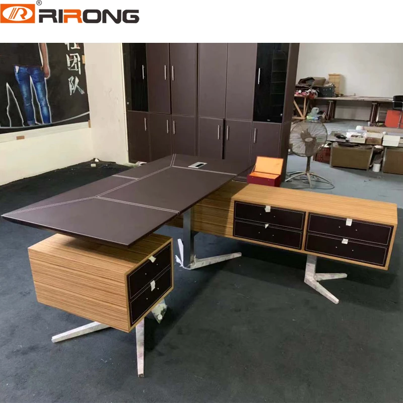 Modern Office Design Personal Office Complete Custom Brown Chocolate Office Furniture Wooden Manager Office Table Desk Set