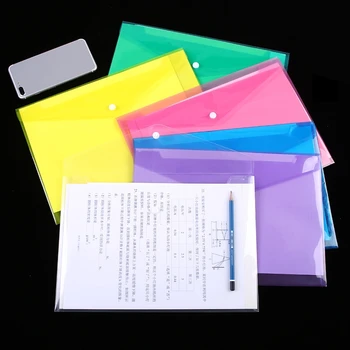 

1PCs Transparent A4 Clear Document Bag Paper File Folder Stationery Filing Case Storage Bag Office School Supplies 4 Colors