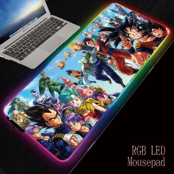 

ZSUXTC Dragon Ball Z RGB Gaming Mouse Pad Large Computer Mouse Pad Gamer Anime Mousepad Backlight Mause Pad Keyboard Desk Mat