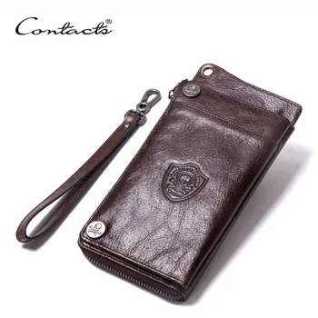 

100% cowhide Men's Wallet Genuine Leather Clutch Man Walet Brand Luxury Male Purse Long Wallets Zip Coin Purse Phone Pocket