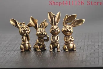 

Copper rabbit solid brass rascal rabbit small ornament key chain statues