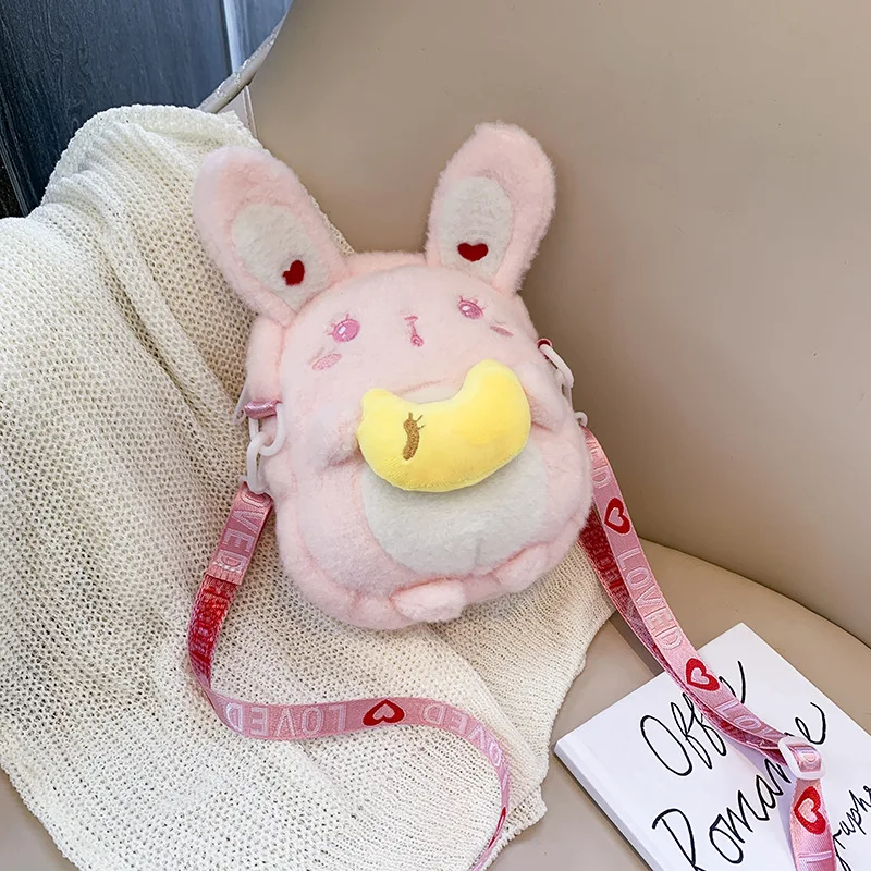 20-30 см белая и розовая плюшевая игрушка Bolso niuna девочка сумка Детский рюкзак мягкие игрушки Кролик плюшевые рюкзаки милая игрушка для детей - Цвет: Розовый