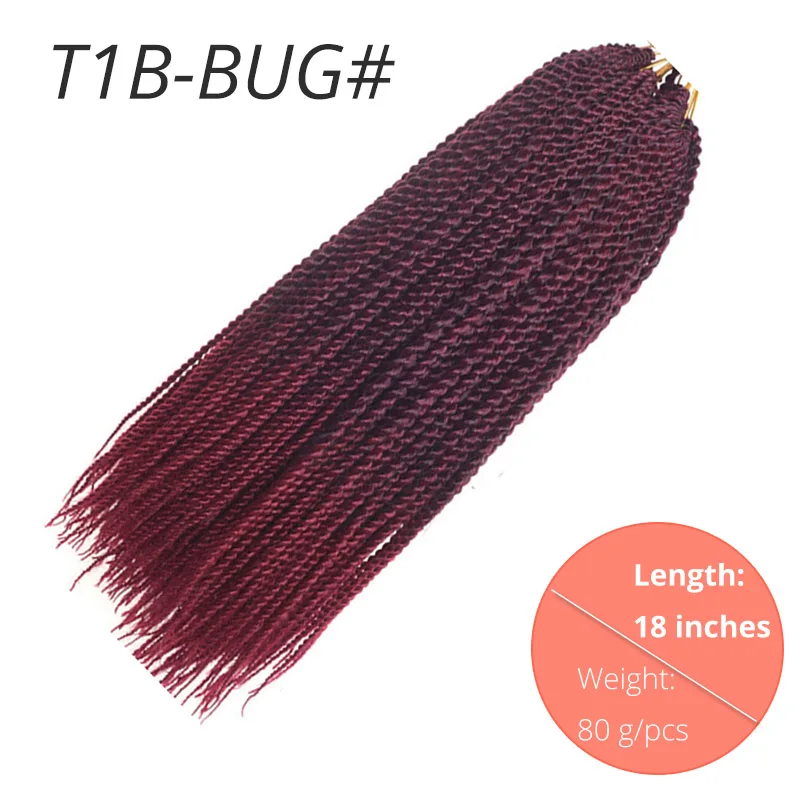 T1B/бордовый AISI BEAUTY Ombre Senegalese завивка, плетение волос 14 18 24 дюймов Синтетические косички для наращивания крючком наращивание волос Черный Коричневый Женский - Цвет: T1B/бордовый
