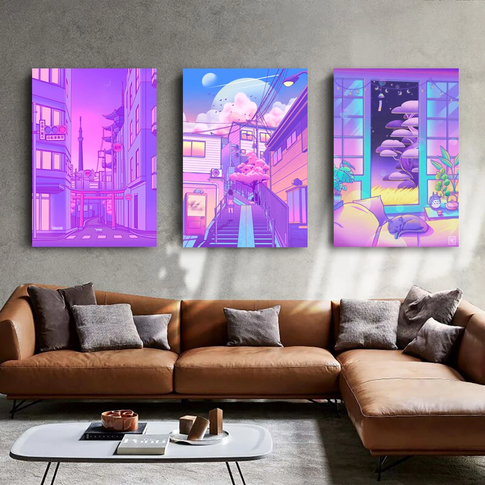 Hd Print Home Purple Build Road Decoration Canvas Poster Painting Sky Cute Gift Wall Art Immagine Modulare Per Soggiorno