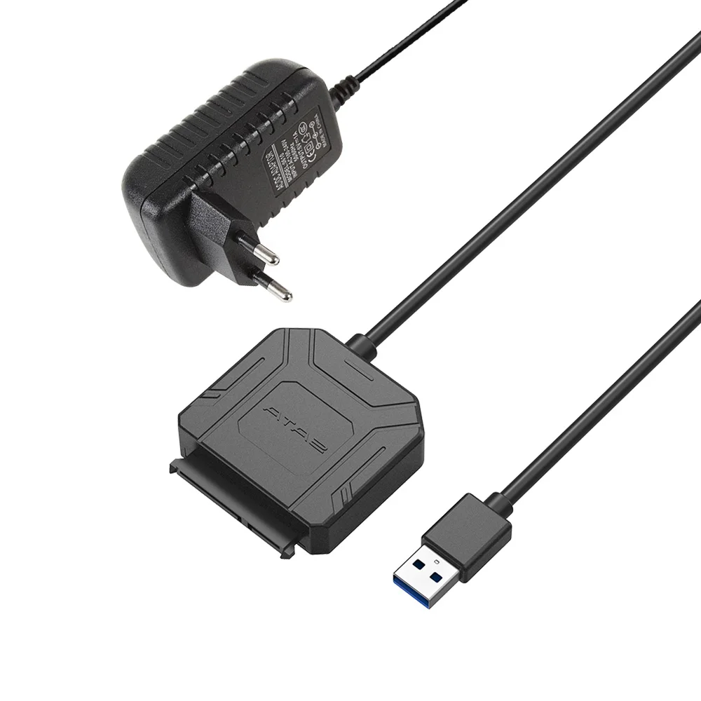 

Кабель SATA/USB 3,0, для внешних жестких дисков 2,5/3,5 дюйма, с адаптером питания 12 В/2 А