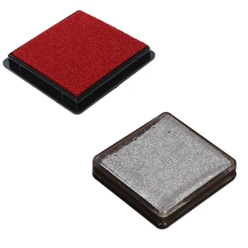 

2 Pcs Ink Pad Stamp Pad for Wedding Letter Document Silver & Red