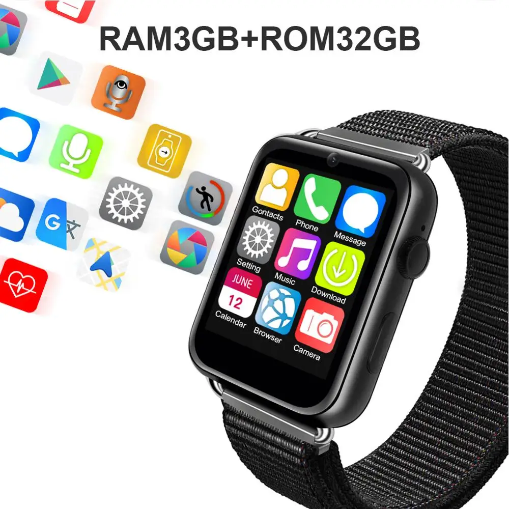 LEMFO LEM10 4G Smart Watch 1.82 inch Big Screen Android 7.1 3G RAM 32G ROM LTE 4G Sim Camera GPS WIFI Heart Rate Men Women