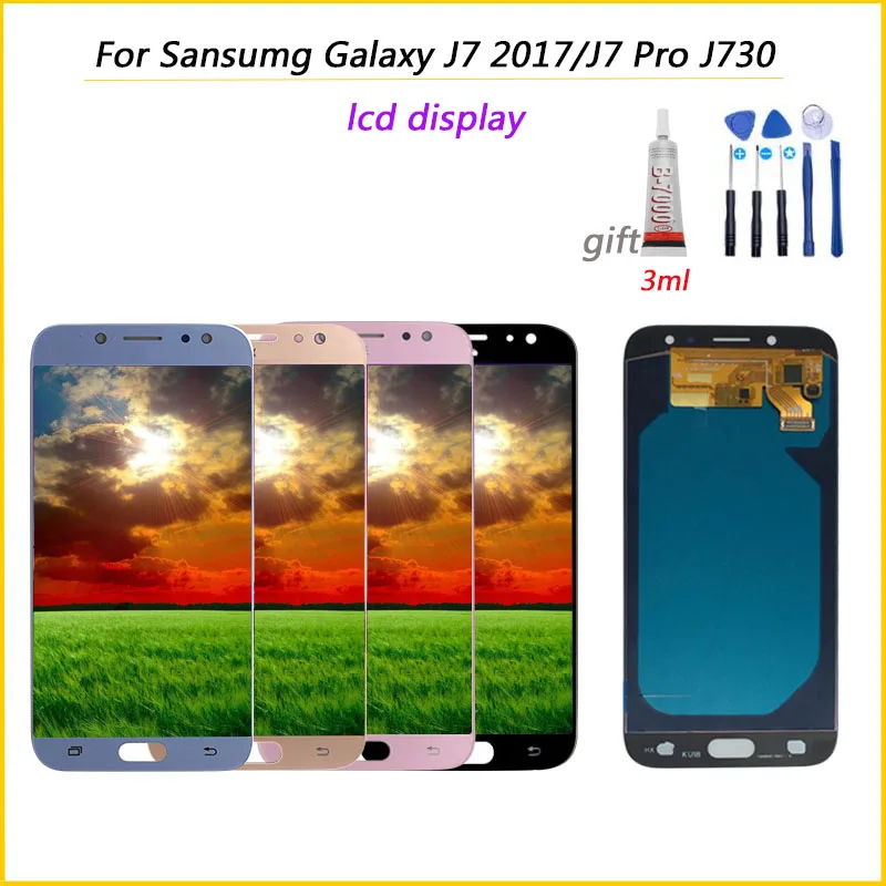 AAAA+ Качество для samsung J7 pro J730Fm/ds J730 J730Y J730H J730M SM-j730f/ds ЖК-экран+ Сенсорное стекло дигитайзер