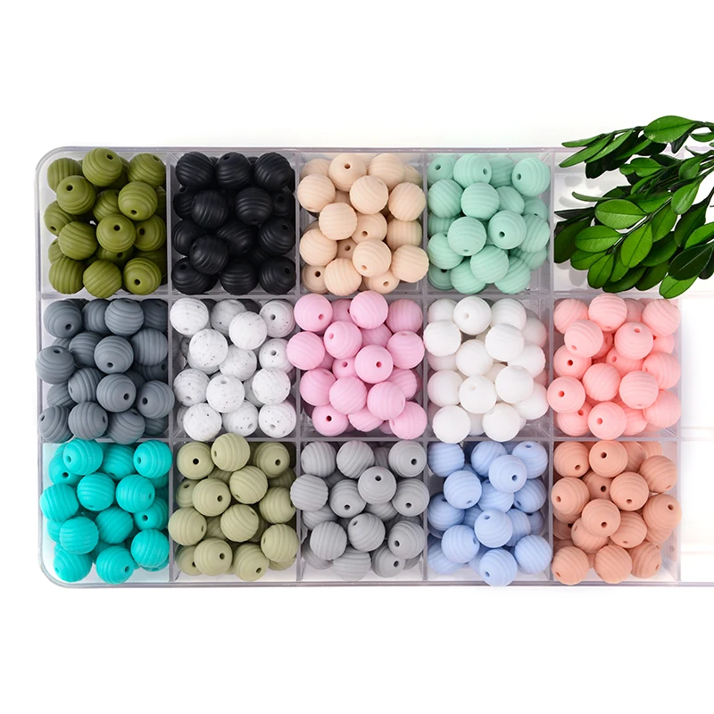 LOFCA 100pcs 벌집 실리콘 구슬 식품 학년 Threade 실리콘 Teether DIY Pacifier 클립 나선형 목걸이  Teether 만들기