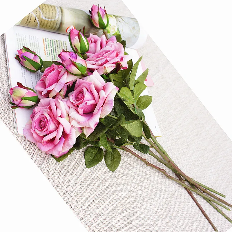 2 головки/букет вьющиеся розы искусственные цветы День Святого Валентина свадьба