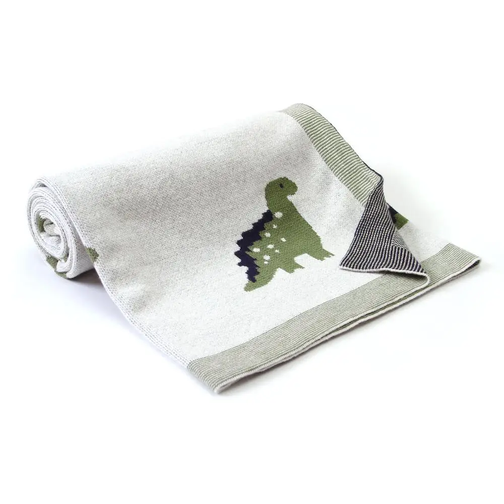 Baby Blankets Knitted Newborn Cotton Stroller Bedding Covers Cartoon Dinosaur Infant Kids Back Seat Sofa Throw Blankets 100*80cm