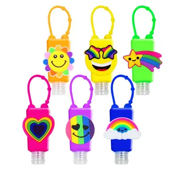 

4pcs Kids Mini Sanitizer Gel Holder Refillable Hand Gel Dispenser with Keychain Carrier Disinfection Gel holders Children Gifts