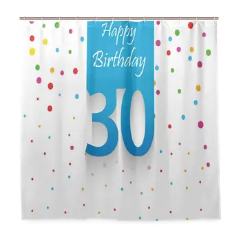 

Shower Curtain, Party Birthday Confetti Print Customized Bathroom Shower Curtain Set with Hooks, W72 xH84