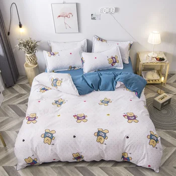 

BEST.WENSD Chinese Bedding Sets Bear 3/4pcs Home Bed Set Girl Boys Duvet Set Twin Size Home Bedding Bed Linen Quilt Cover Sets
