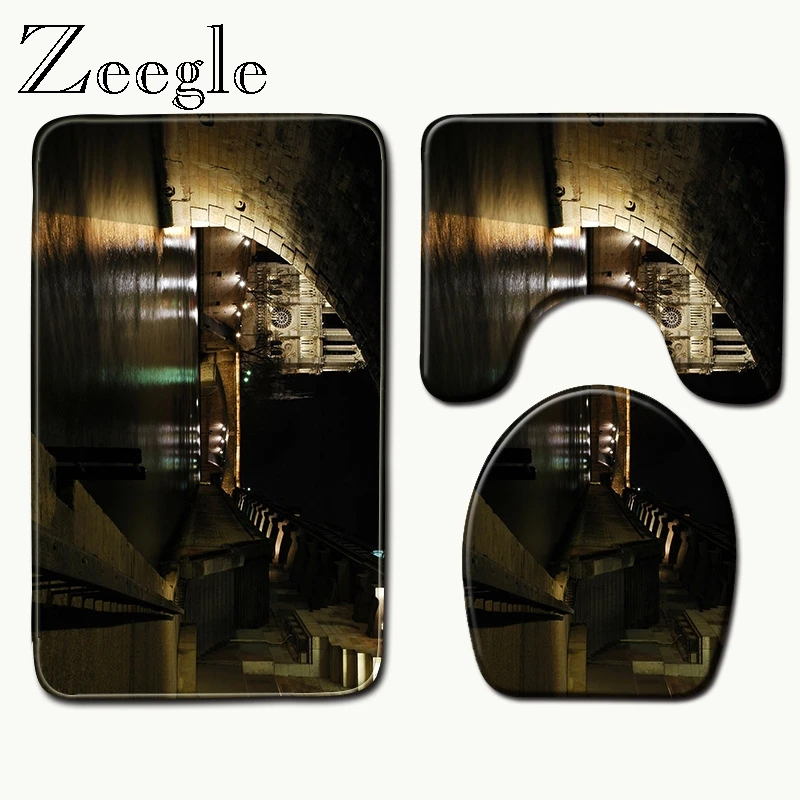 Zeegle Нотр-Дам де Пари узор ковер для душа коврик для ванной коврик с памятью 3 шт напольный коврик для туалета ванная комната коврики и коврик набор