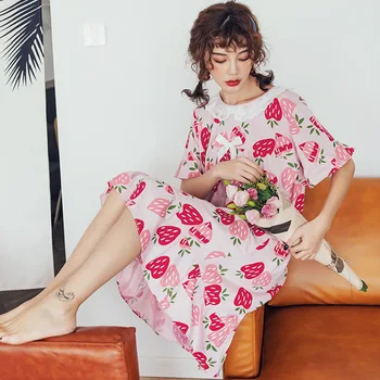 

Pajamas Pyjamas Nightdress Women Sleepwear Homewear Nightwear Baju Tidur Fresh Loose Korean Nightwear Sleepwear Pregnant Dress