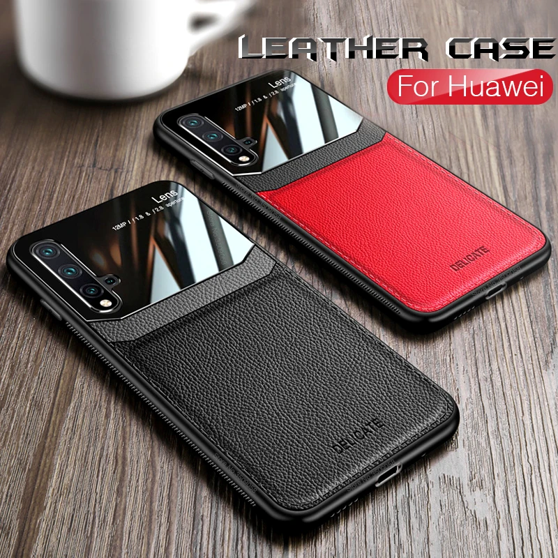 

leather mirror cases for huawei p20 p30 lite mate 20 pro honor 8x 9x pro view 10 20 lite light 20i 10i silicone shockproof coque