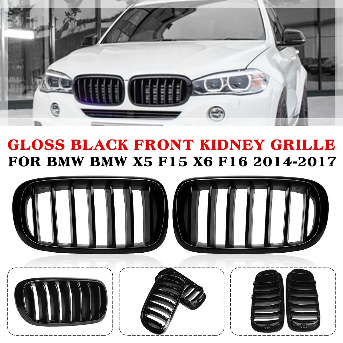 Car Glossy Matte Black Front Kidney Grilles For Bmw X5 F15 X6 F16 2014 2015 2016 2017 Racing Grilles Car Styling 51712334708 Racing Grills Aliexpress