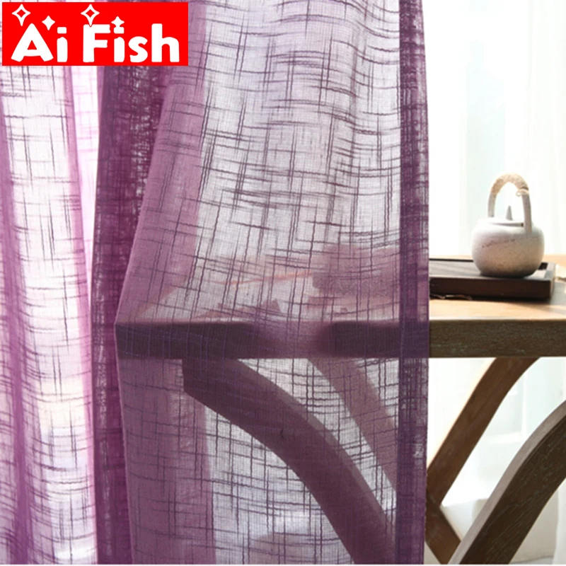 Purple Curtains with Cotton and Linen Solid Tulle Modern Living Room White Sheer Window Treatments Bedroom #30 | Дом и сад