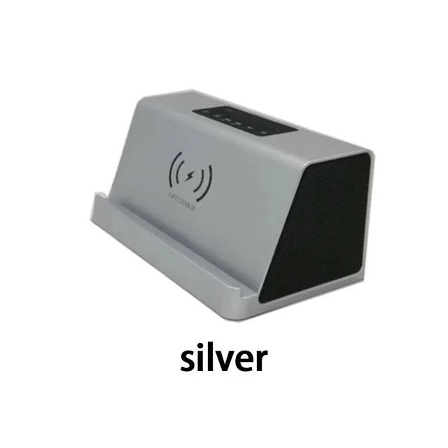 Металлическая Беспроводная bluetooth-колонка с беспроводным зарядным устройством портативный динамик с power Bank Поддержка громкой связи бас стерео сабвуфер - Цвет: Silver
