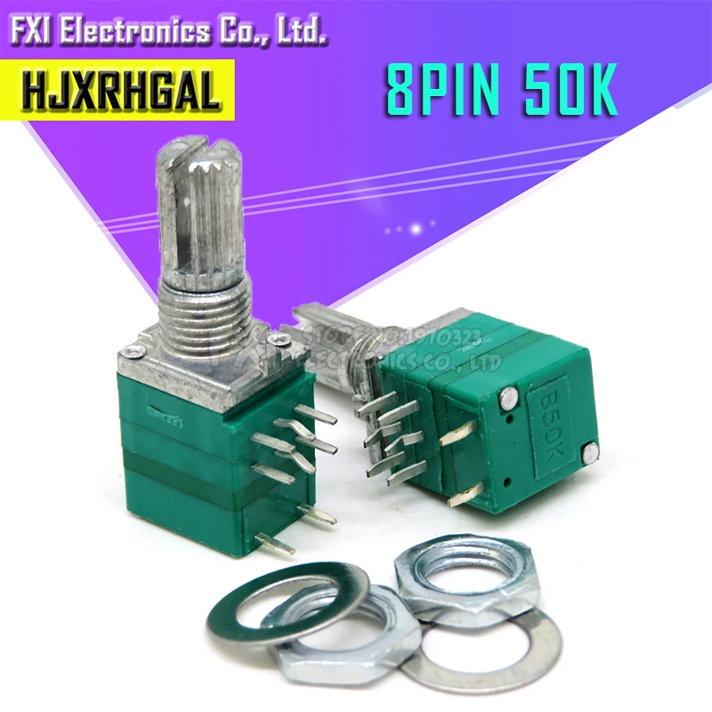 5 шт. RV097NS 50 к один связанный потенциометр B50K с переключателем аудио 8pin вал 15 мм
