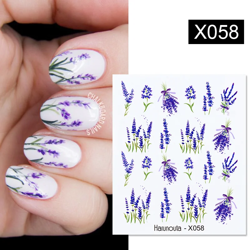 Harunouta – décalcomanies d'eau simples de printemps et d'été, feuille de fleur, arbre, papillon, curseur, filigranes, décoration Nail Art, manucure