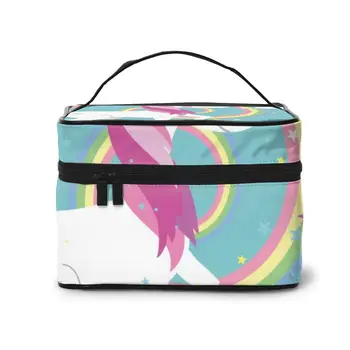 

Women's Travel Organization Beauty Cosmetic Make up Storage Lady Wash Bags Unicorn And Rainbow Fairy Swirl Handbag Pouch