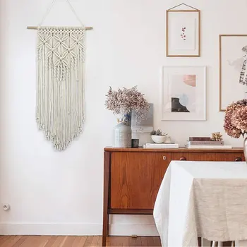 

Woven Macrame Wall Hanging Tapestry Bohemian Boho Decor Tassels Home Room Wall Decoration Beautiful Chic Beige Simple Hot Sale
