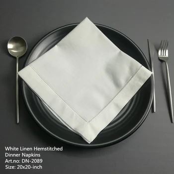 

Set of 12 Fashion Dinner Napkins White Hemstitched Linen Table Napkins Wedding Napkins Tea Napkin 20x20-inch