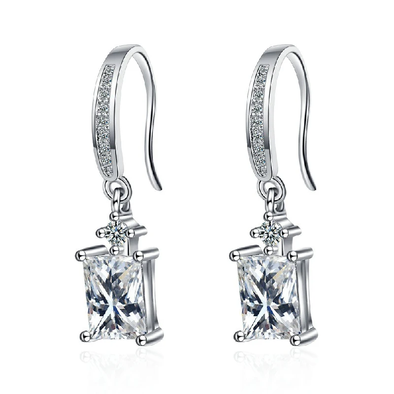 

Trendy Drop Earrings 925 Silver Jewelry with Cubic Zirconia Gemstone Earrings for Women Wedding Party Gift Accessories Wholesale