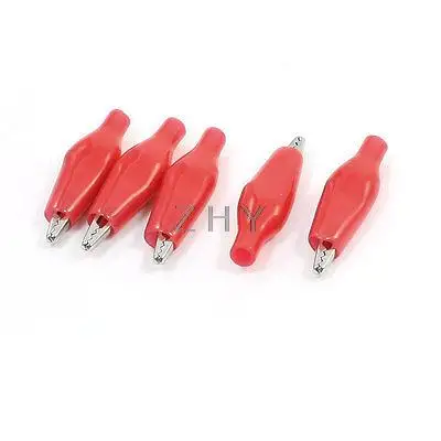 

37mm Long Electric Test Alligator Clip Clamp Replacement Red 5 Pcs
