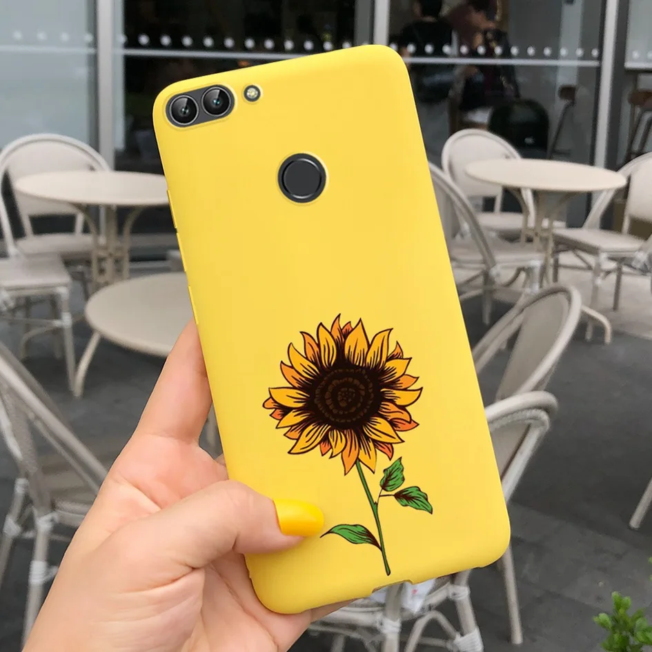 For Huawei P Smart Case For Huawei P Smart 2018 Daisy Flower Phone Case FIG-LX1 Soft Tpu Silicone Back Cover on PSmart 5.65" Bag phone pouch for running