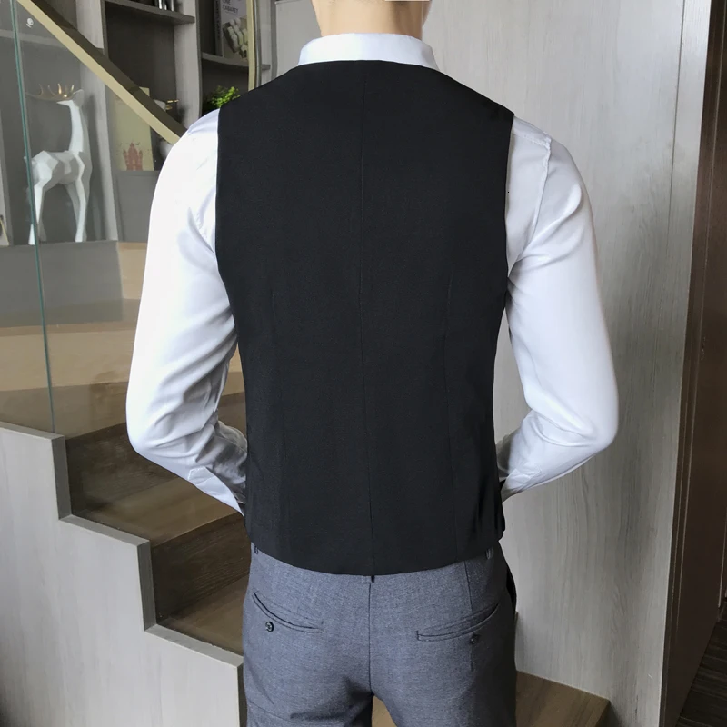 Chaleco Hombre Мода британский стиль полосы Pull Bar однорядные застежки жилет официант клубный Топ рабочая одежда жилет человек