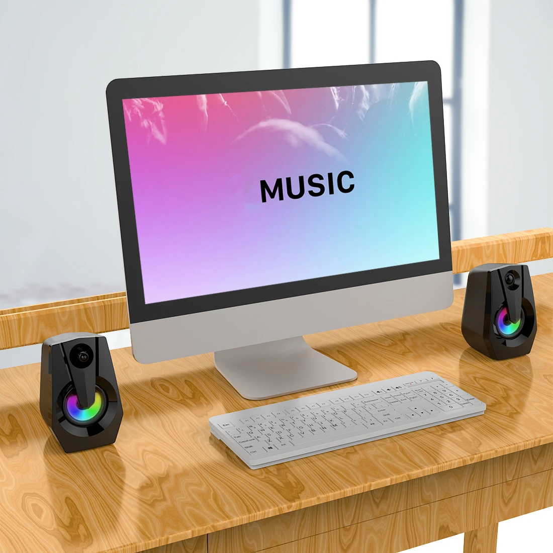 Проводной Модный ПК динамик s музыка USB стерео портативный компьютерный динамик с красочным Led светильник HiFi мультимедийный динамик для ноутбука
