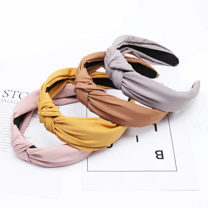 Xugar Hair Accessories Solid Bow-knot Women Hairband Simple Sweet Women Lady Hair Hoop Makeup Sport Cross Headwear