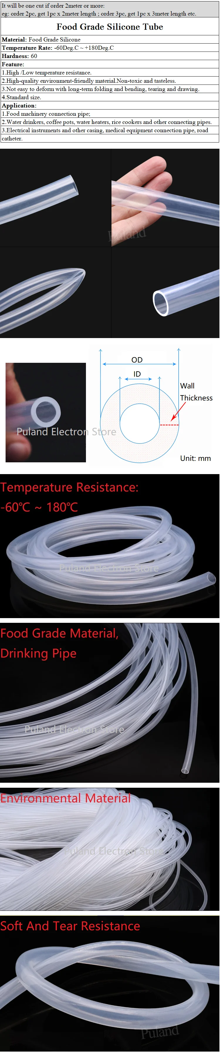 Прозрачный ID 1 мм x 3 мм OD силиконовые трубки пищевой гибкий шланг для напитков термостойкость нетоксичные экологические