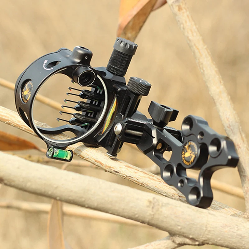 

Camouflage Compound Bow Sight Kit Optical Black Fiber Archery Micro Horizontal Vertical Adjustment Bow Sight Shooting