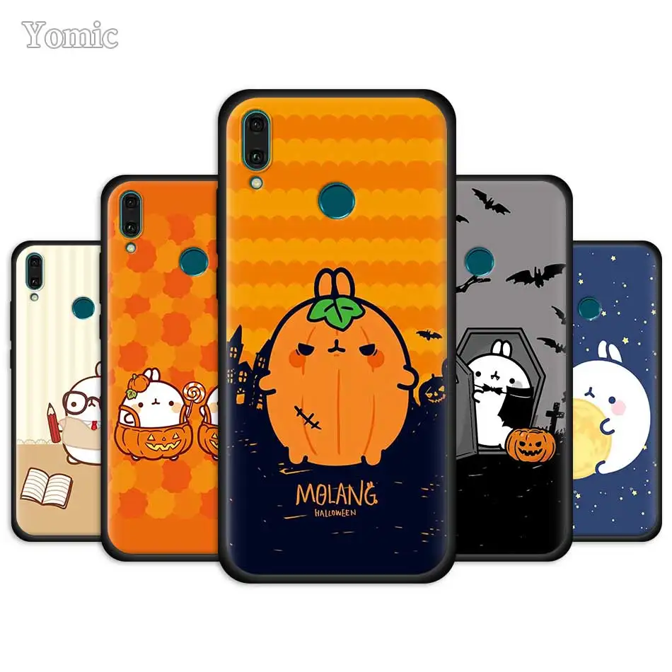 

Cartoon Molang Cute Silicone Case for Huawei Y9 Prime Y7 Y6 Y5 2019 2018 Nova 5 5i Pro 5T Honor 3 Black Soft Phone Cover