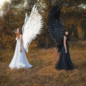

Halloween Angel Devil 3D Big Wings Mardi Gras Theme Party Cosplay Accessories of Kid Adult Children Large Black Wings Costume