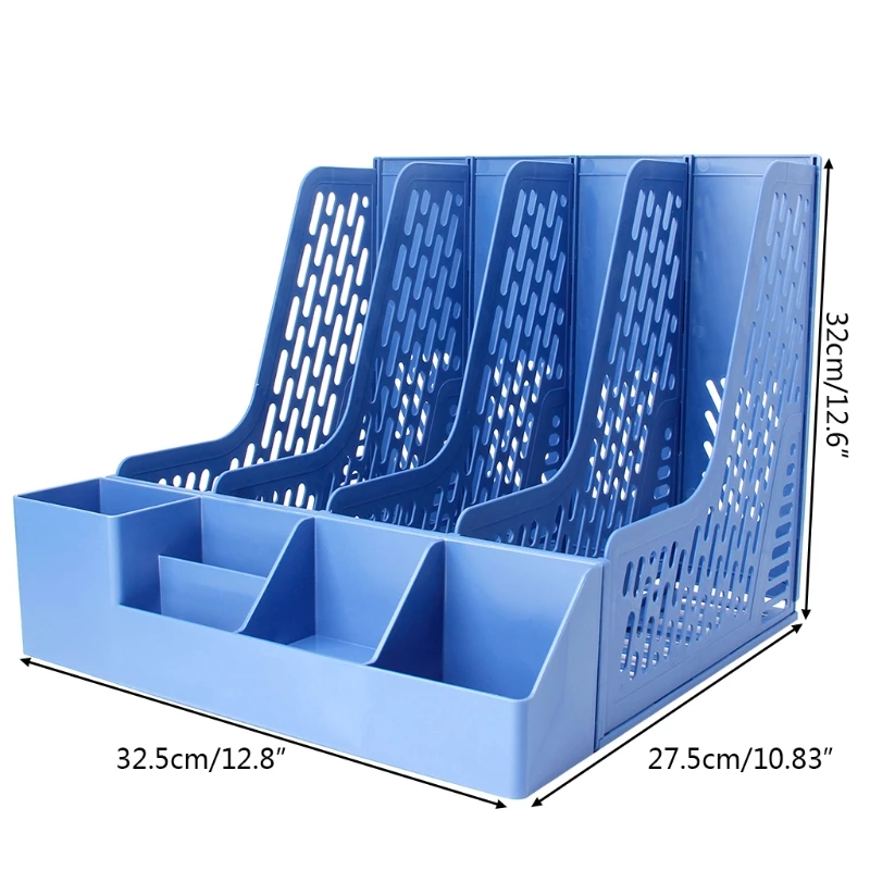 

4 Sections Mesh Files Shelf Desktop File Rack Paper Book Holder Document Tray Organizer Storage Box School Office Supplies