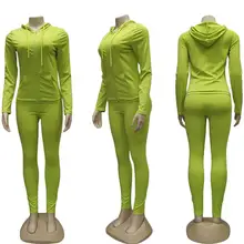 

80% HOT SALES！！！Women Long Sleeve Hooded Pocket Jacket Skinny Pants Workout Outfit Tracksuit