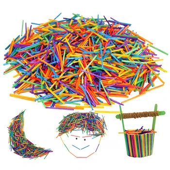 

1000Pcs Color Matchstick Wooden Sticks Kindergarten Children Hand Material Creative Wood DIY Crafts Decoupage Wood Ornaments 5CM